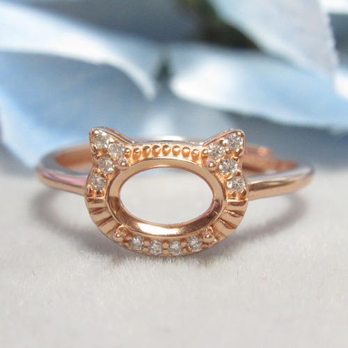 アウトレット7×5㎜ キャットCZフレーム  S925 リング台 PG