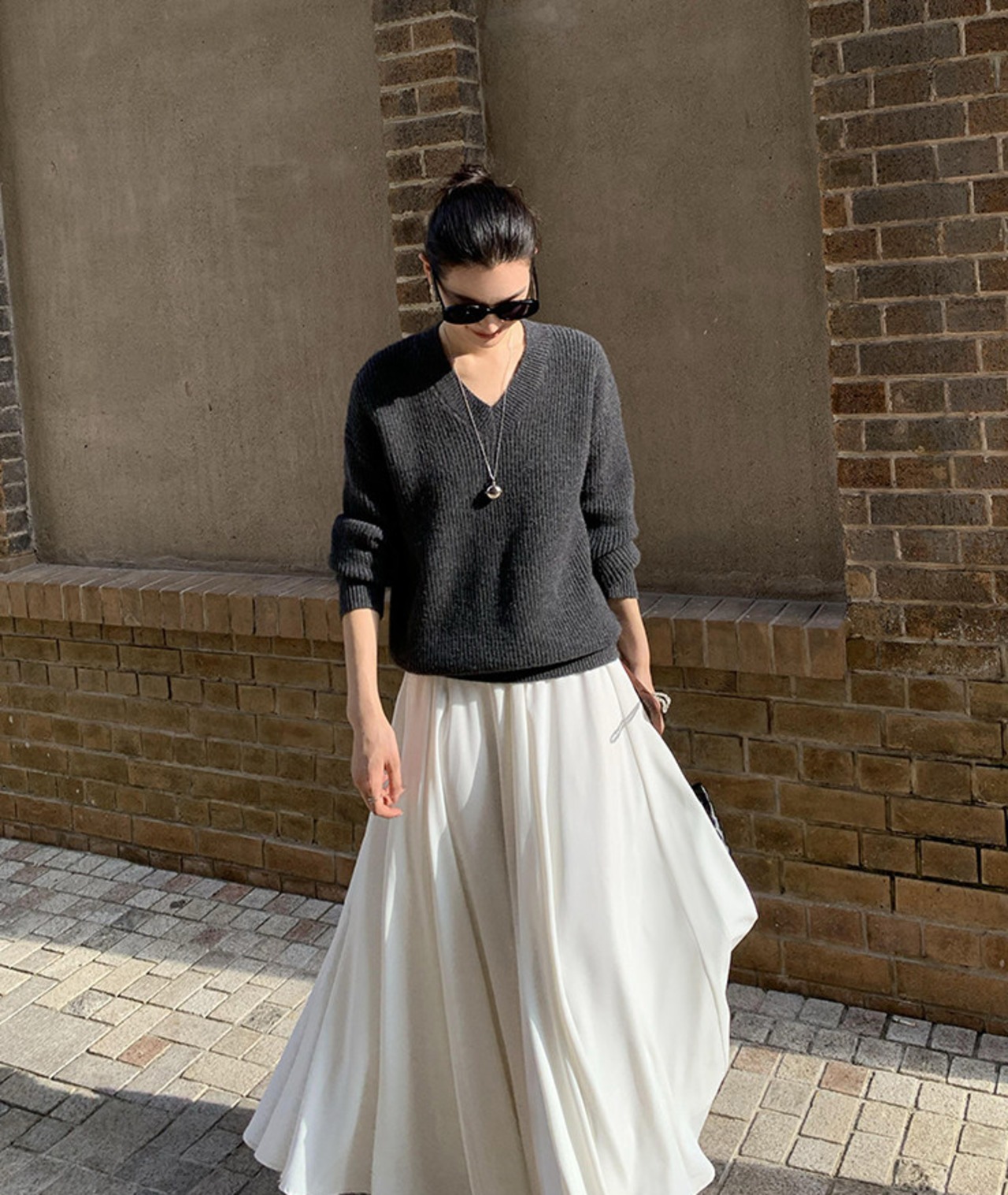 ハイウエスト ドレープロングドレス