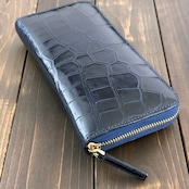 クロコダイル 長財布 ネイビー