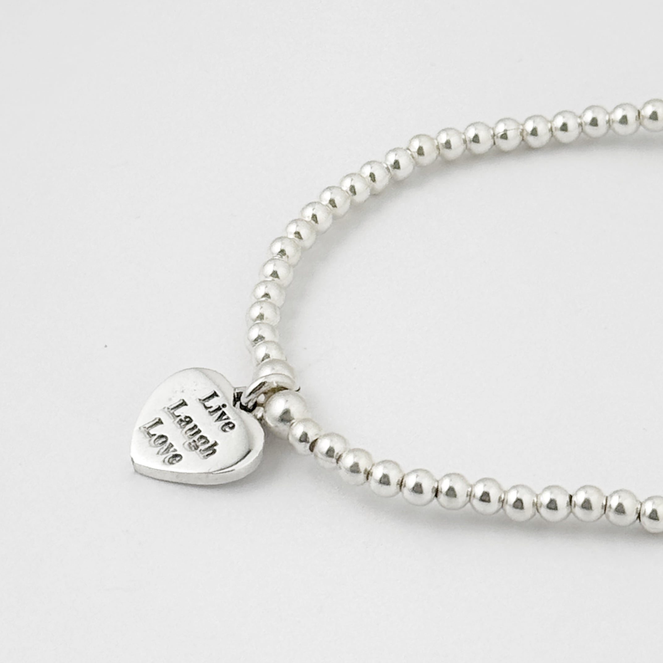 シルバー ボール ブレスレット(ゴムが伸びます！） with ハート