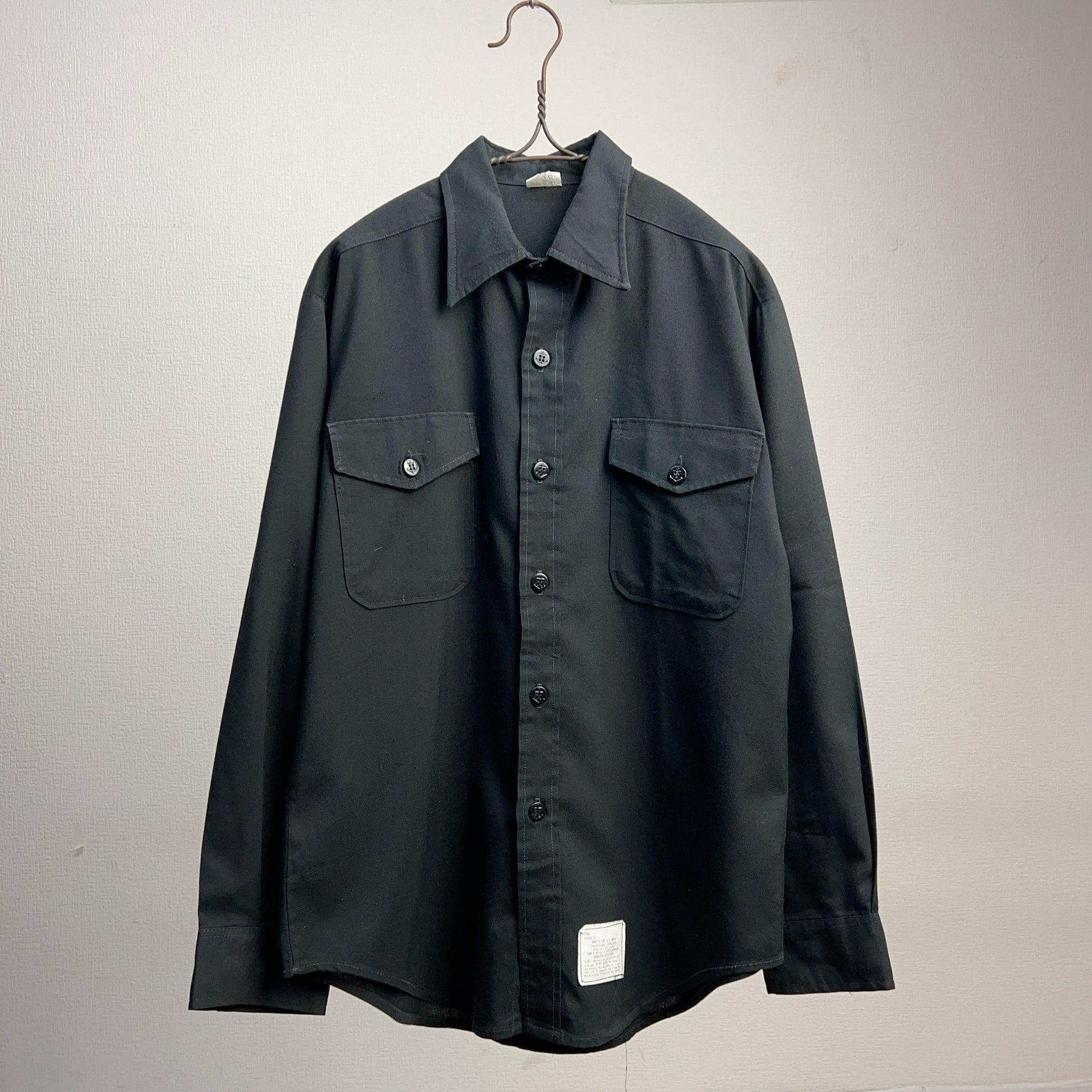 80's U.S.NAVY CPOシャツ ブラック SIZE 16【0304A71SA】【送料