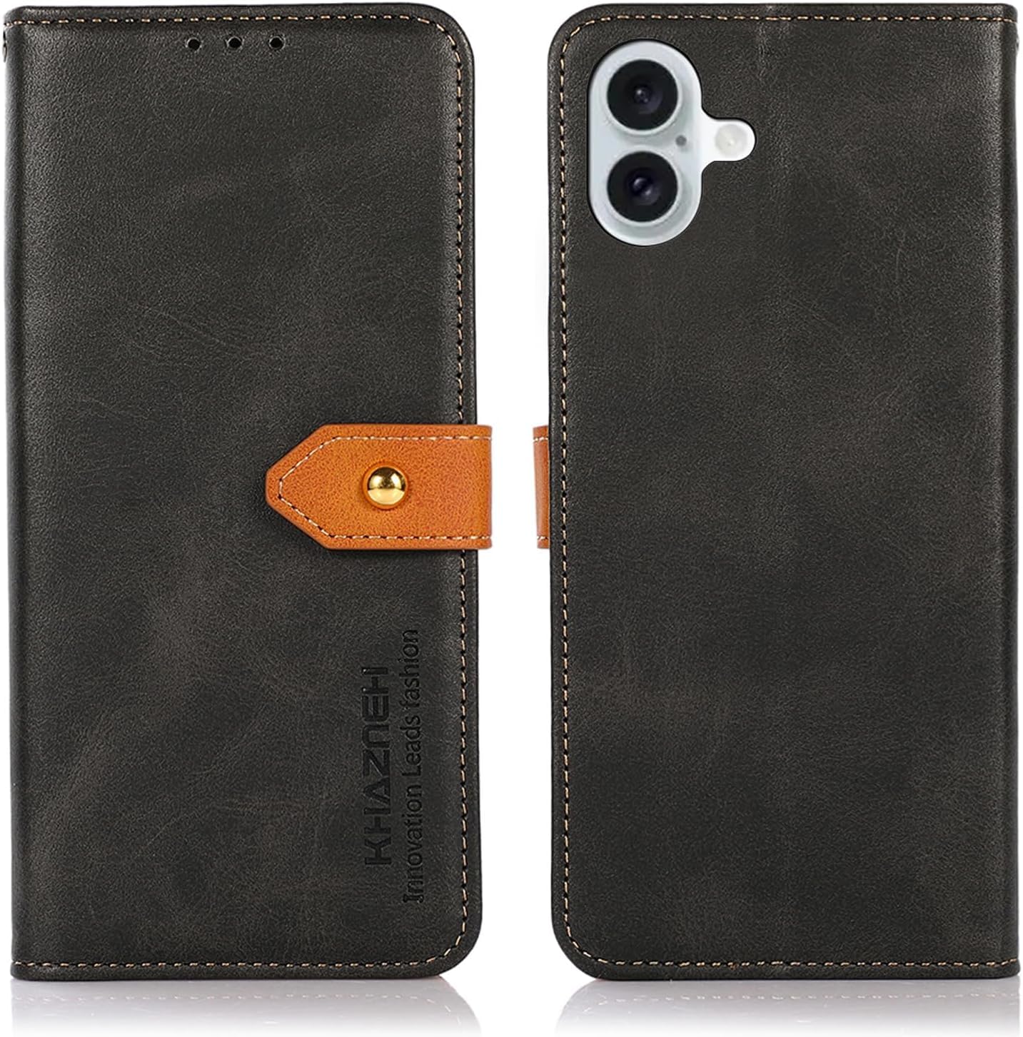 FOR iPhone 17 ケース 手帳型 アイフォン 17 カバー 財布型 高級PUレザー 耐衝撃 マグネット式ボタン スピーカーホール付き カード収納 大容量 3枚 横置きスタンド機能 ストラップホール有り 耐摩擦 Ayakumo ブラック