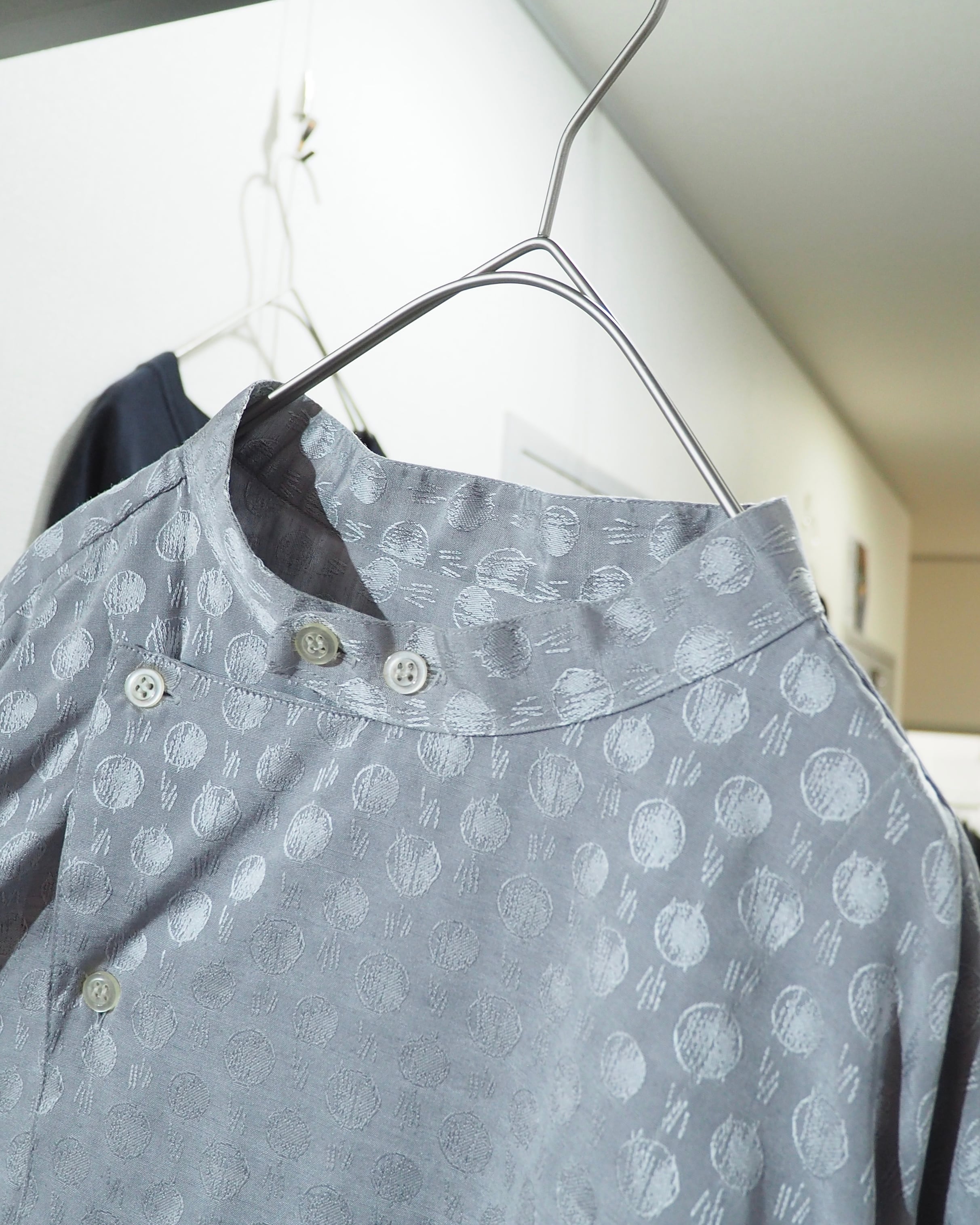 Dot Embroidery × Oblique Deformation vintage Over silhouette Shirt