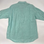 リネン100% Crocodile クロコダイル BD ボタンダウン 七分袖シャツ LL/水色系 メンズ