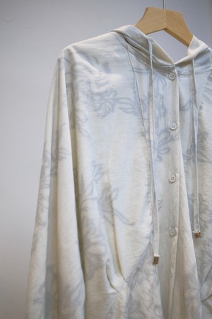 Flower Pattern Hood Shirt / WHITE GRAY