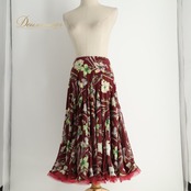 社交ダンス 衣装 Chacott ROYAL DANCE チャコットロイヤルダンス スカート レッスンウェア レッド系 花柄 植物柄 ダンス レッスン 練習 赤 あずき色 緑 白 黄 ピンク系 グリーン系 ホワイト系 イエロー系 華やか 鮮やか かわいい おしゃれ 上品 大人っぽい 日本製