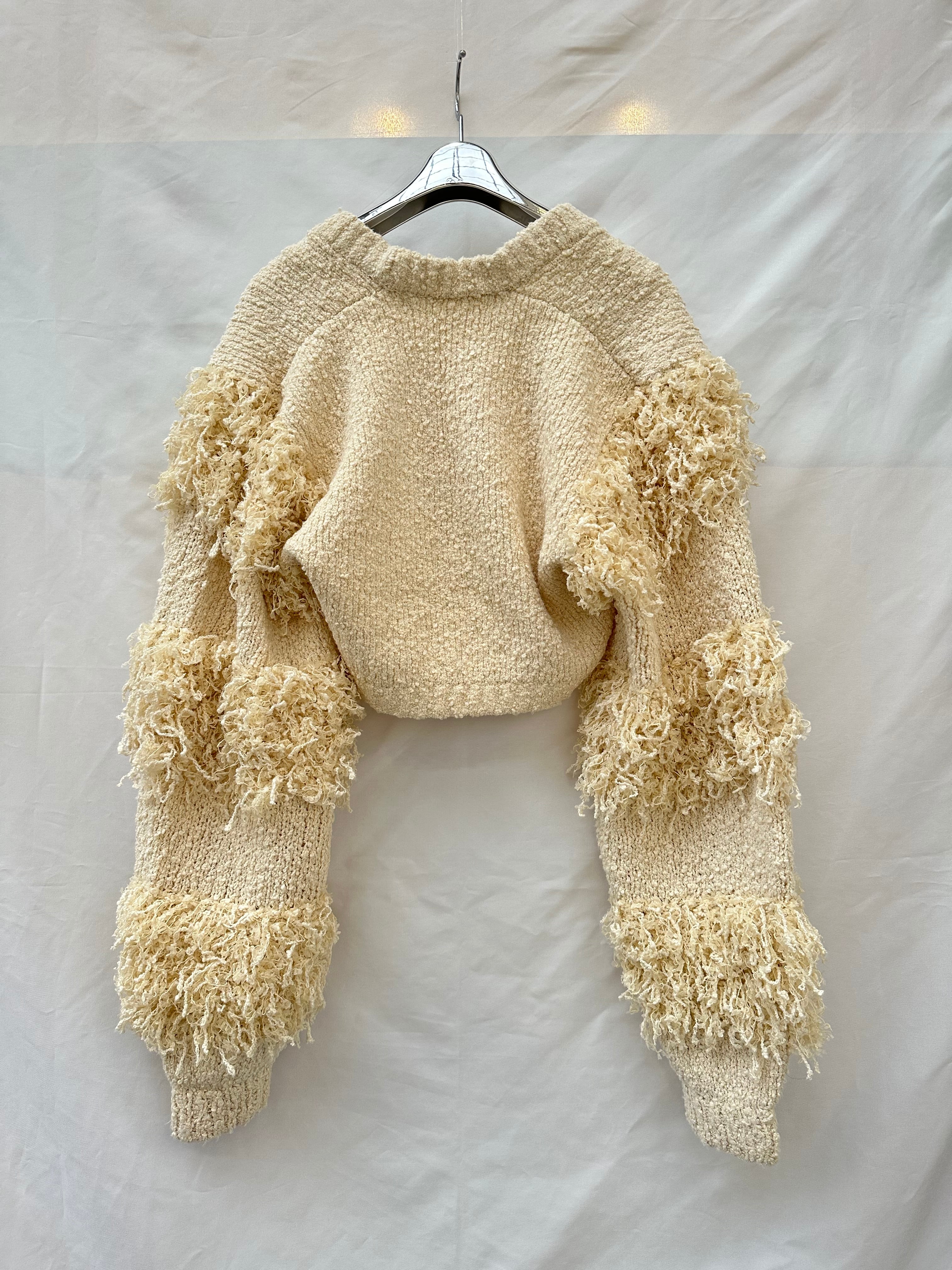 LEINWANDE Tweed Fringe Cardigan / White ⁽通販のお問い合わせ⁾ | AAR