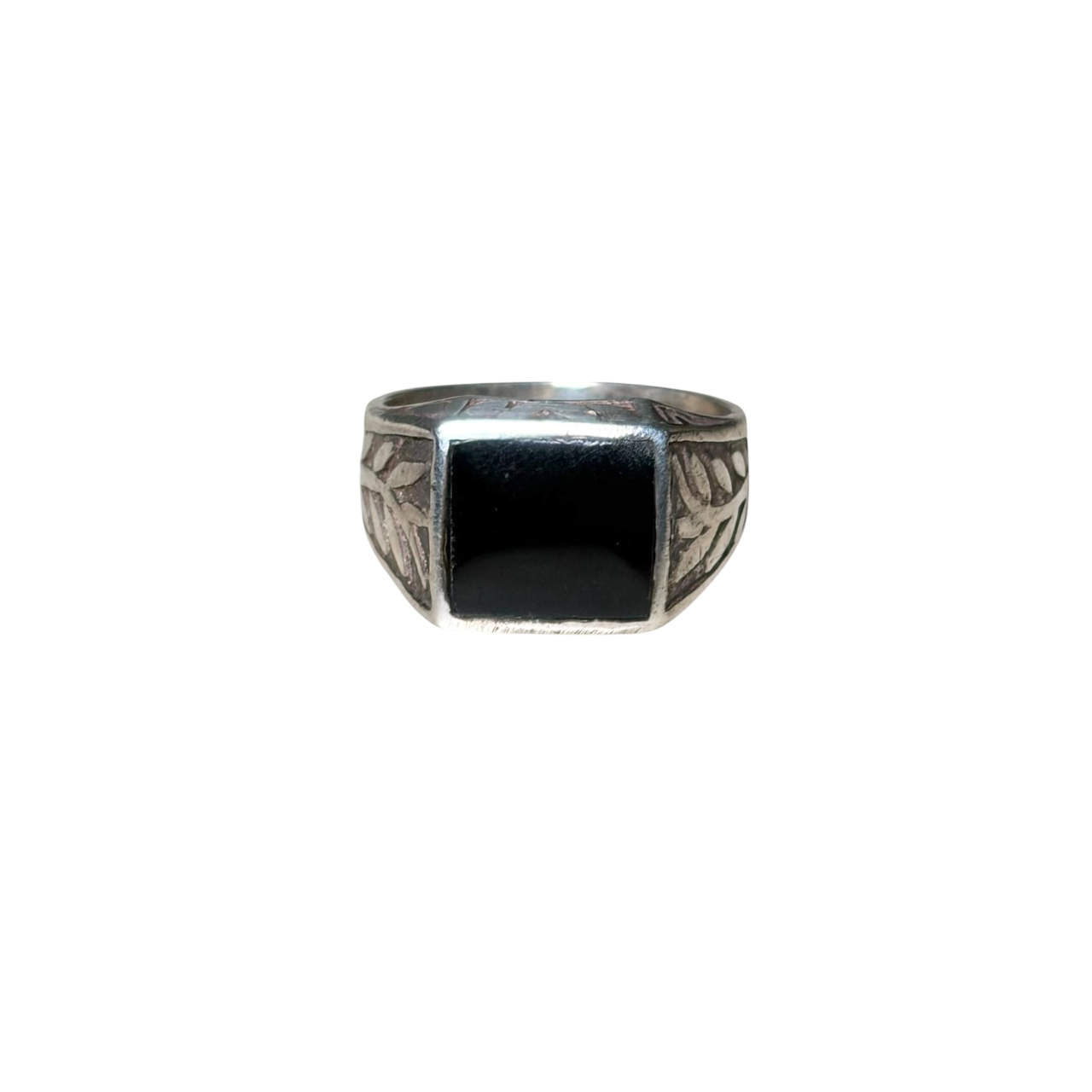 vintage silver onyx signet ring