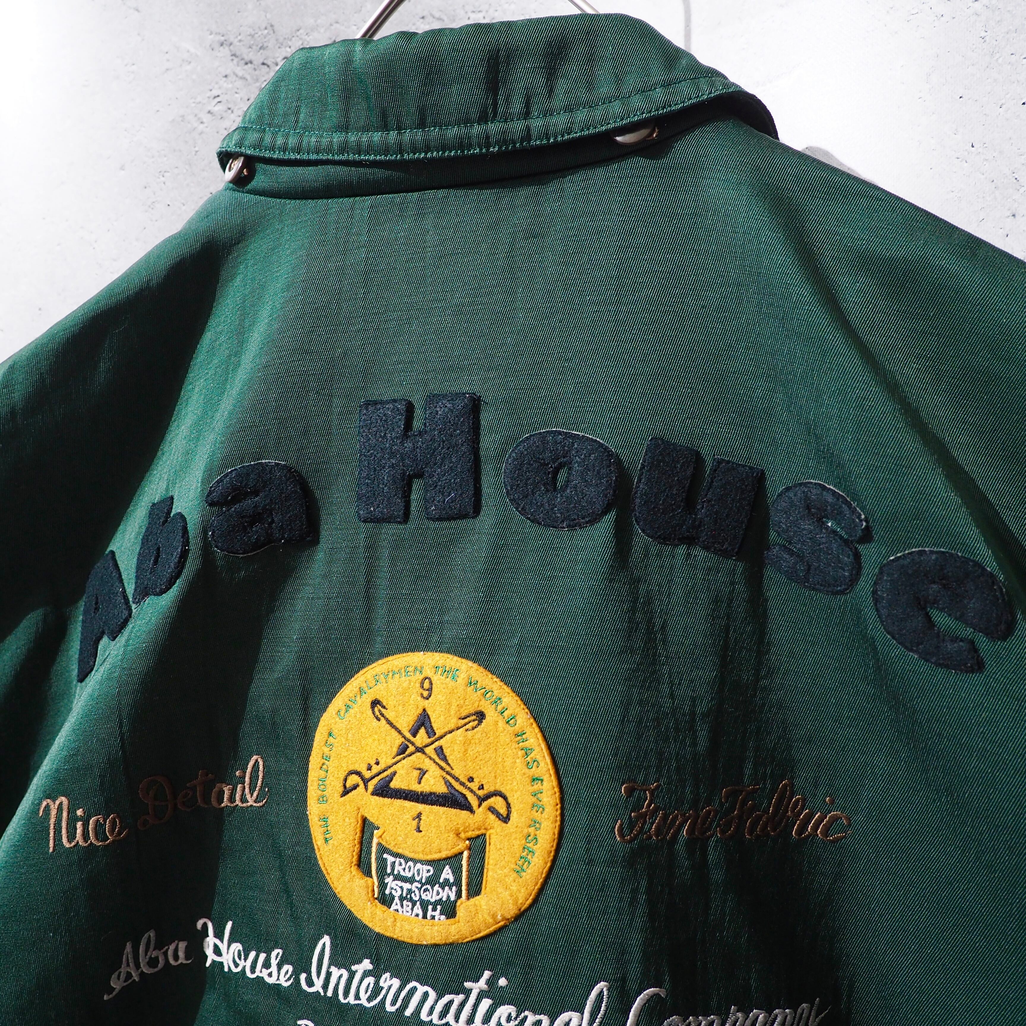1980s ” Old ABAHOUSE ” Beautiful green Color vintage loose Nylon jacket