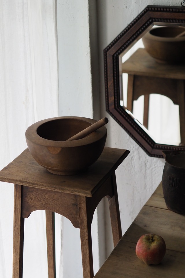 イギリスアンティーク 木のすり鉢-antique wood mortar