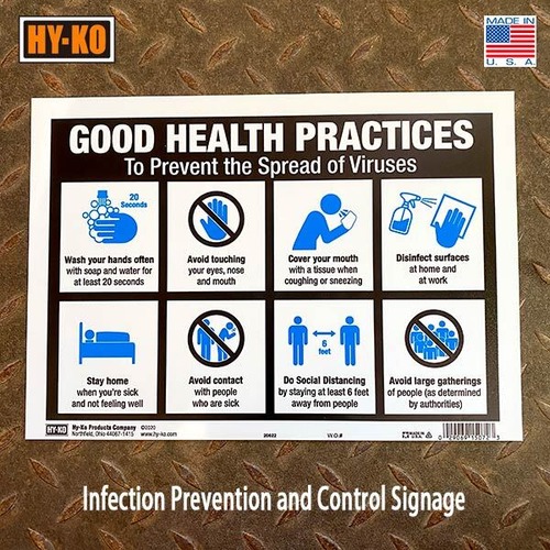 HY-KO GOOD HEALTH PRACTICES 健康習慣 新型コロナ サインプレート 感染予防 看板 アメリカ