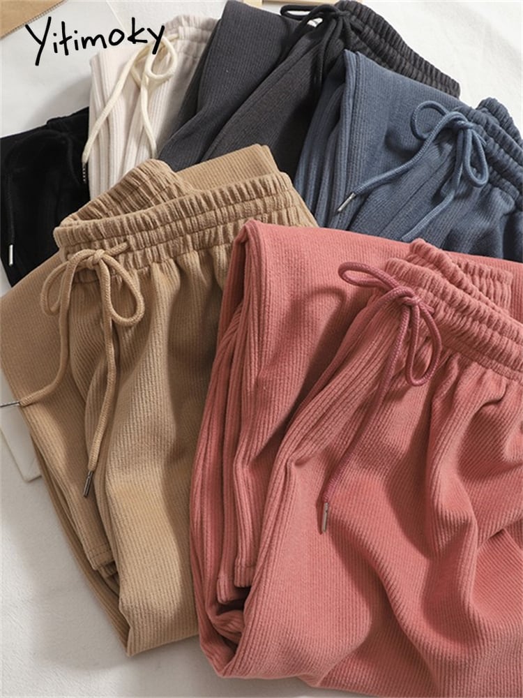 Yitimoky ジョギング女性巾着パンツ秋冬 2022 弾性バンドウエストワイドレッグパンツストレートズボン エラスティック 伸縮 ウィンター 冬物  ワイドパンツ 服レディース 0059783899146437 | BAE ON FLEEK　ファッション・インテリア・雑貨・ホビー powered 