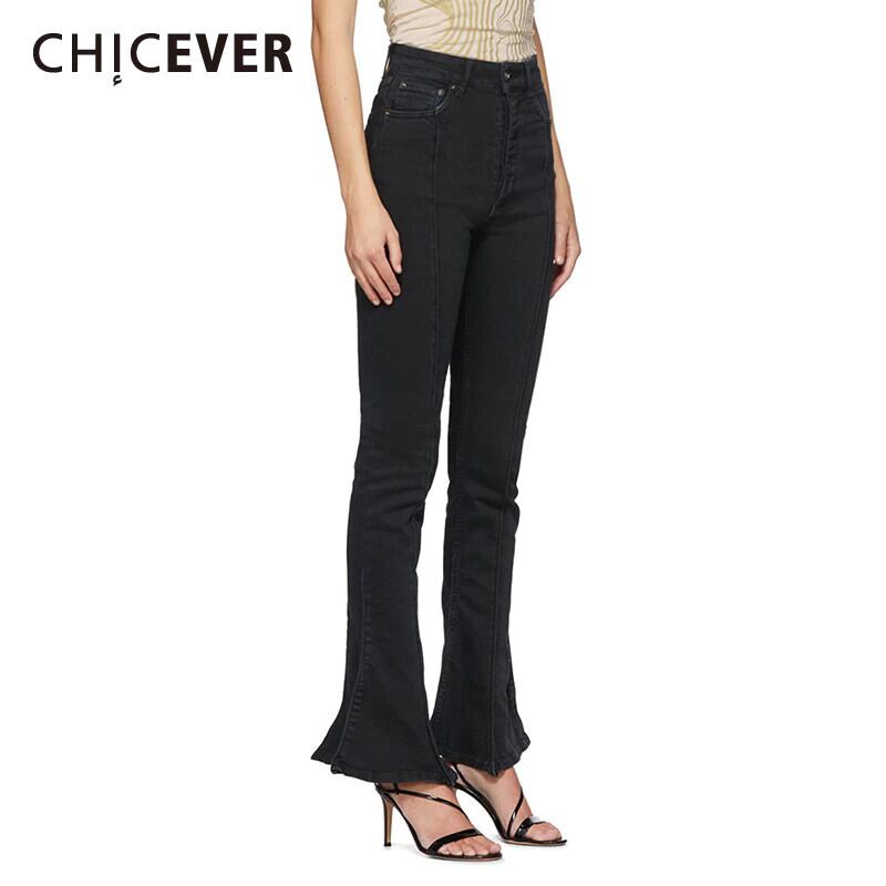 CHICEVERフレアパンツレディースウエストスキニーポケットジッパースリムな服2020タイド 6base574744534904
