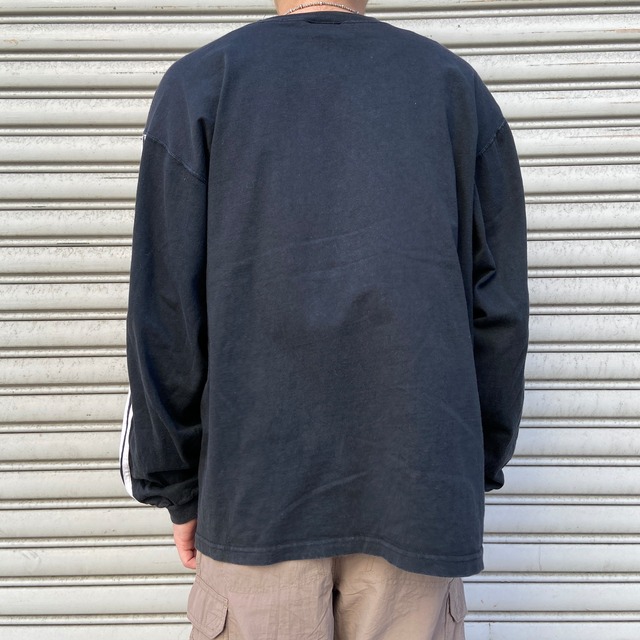 90s adidas パフォーマンスロゴ ロンT スリーストライプ 黒 S