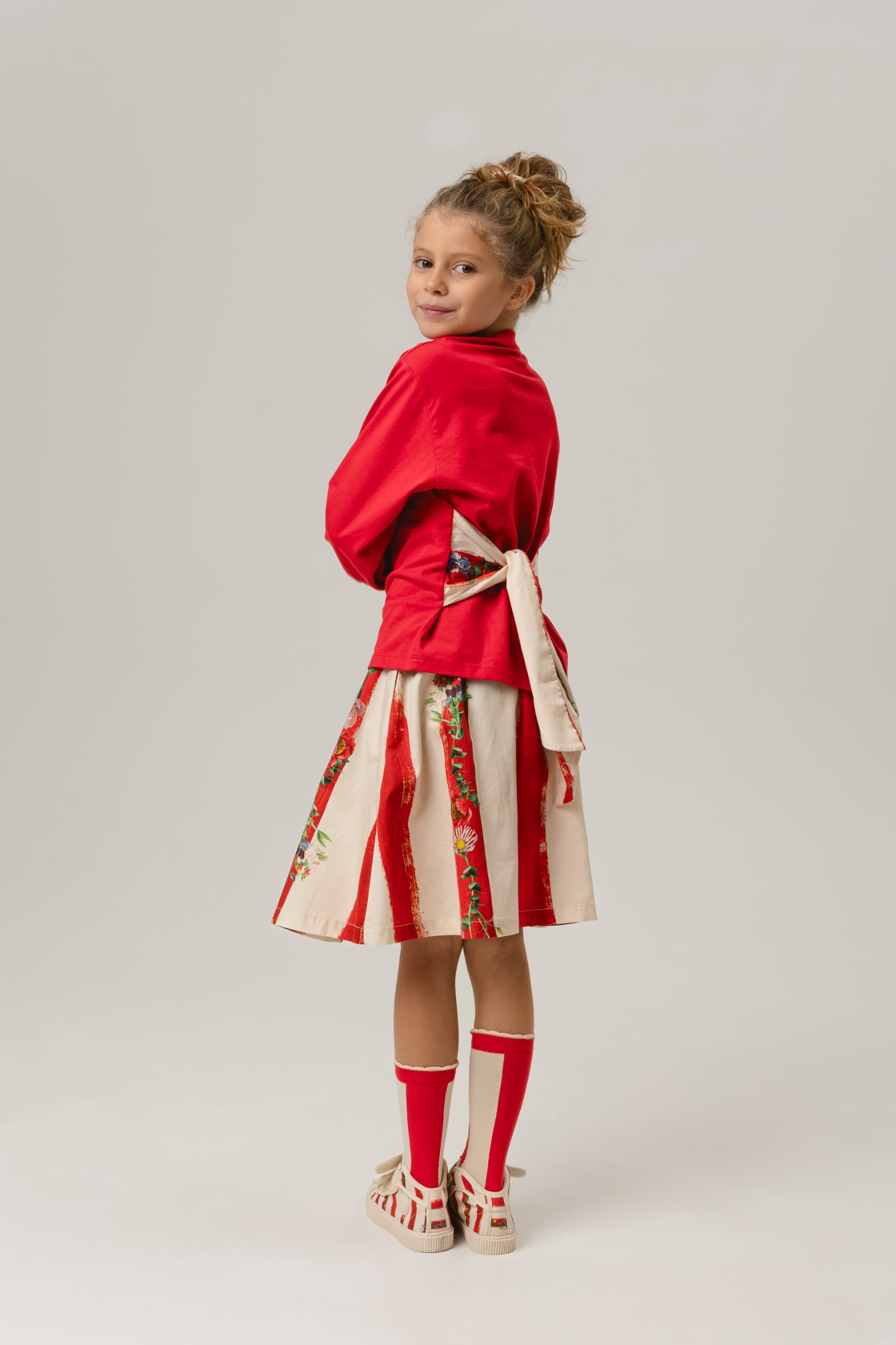 【25AW】wolf&rita(ウルフアンドリタ)SILVINA BLUMEN(2y/4y/6y/8y/10y/12y)スカート 花 ストライプ