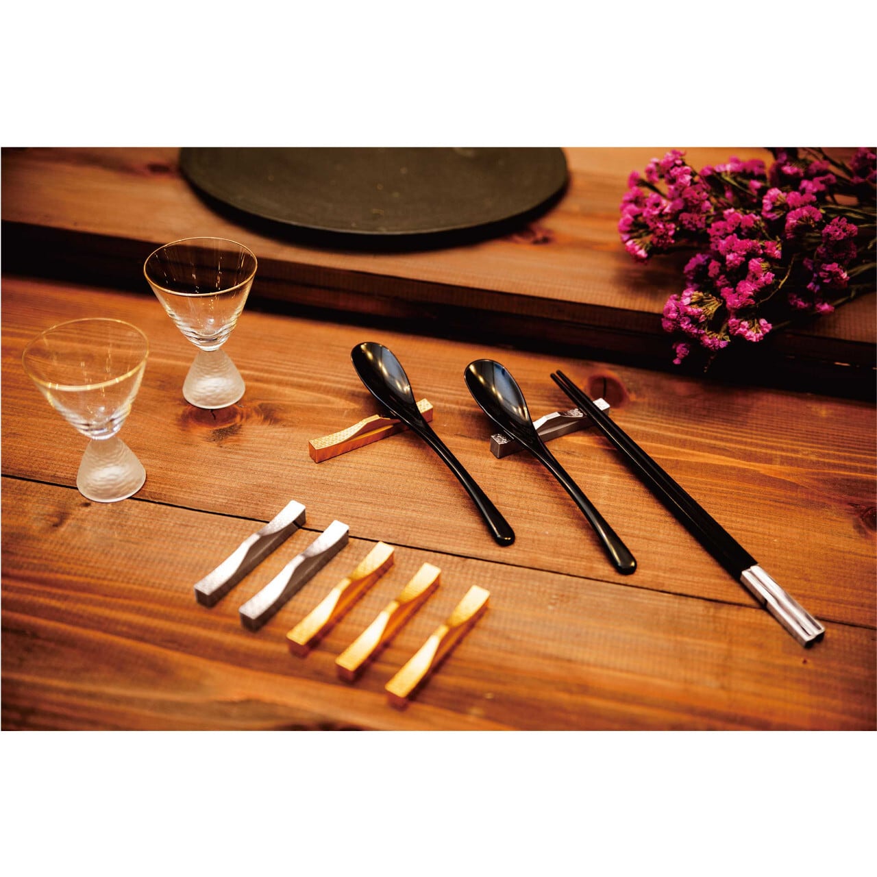 カトラリーレスト（菊・桜）2個セット／ステンレス 縁起のいい世界