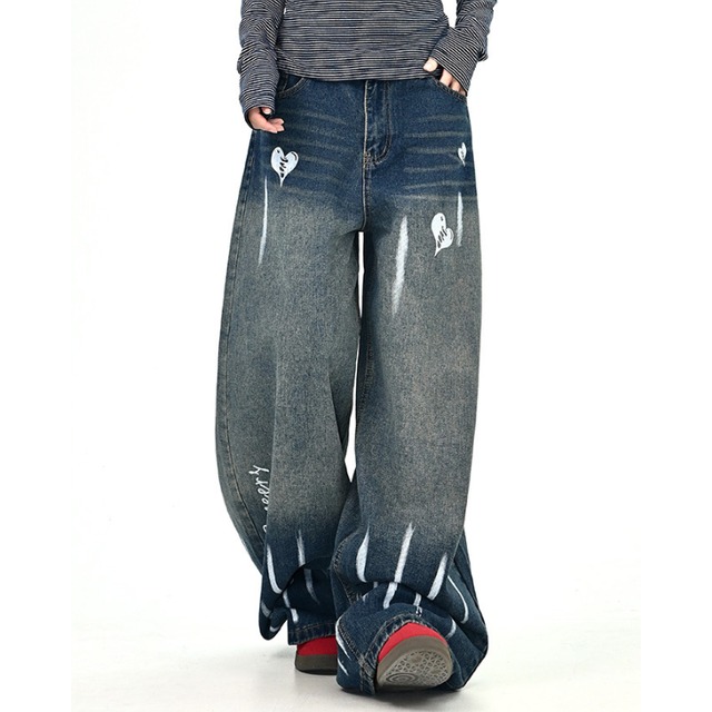 heart print denim　ハートプリントデニム　J1405