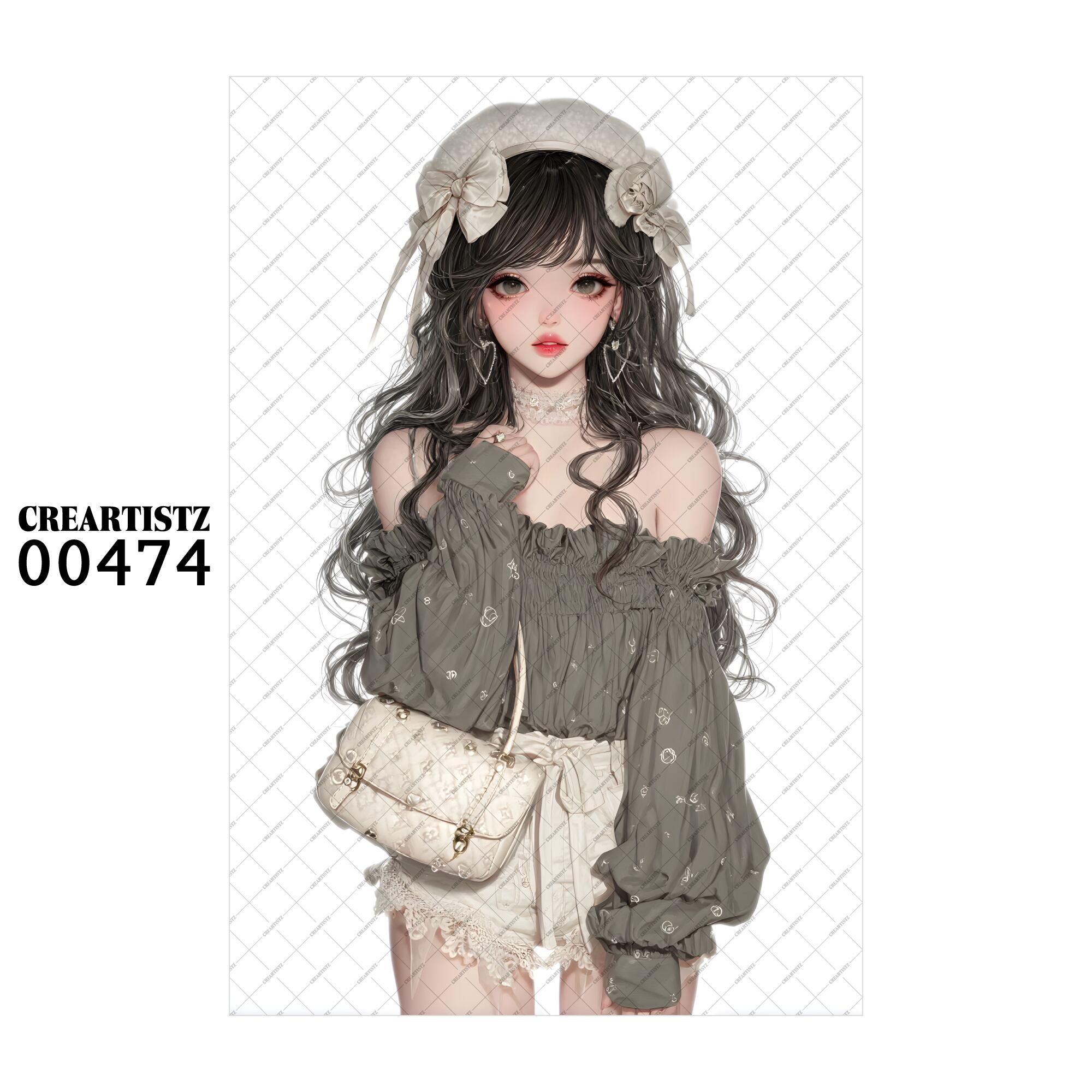 00474 ガール キュート オリジナル ペーパー/ステッカー 4枚セット CREARTISTZ