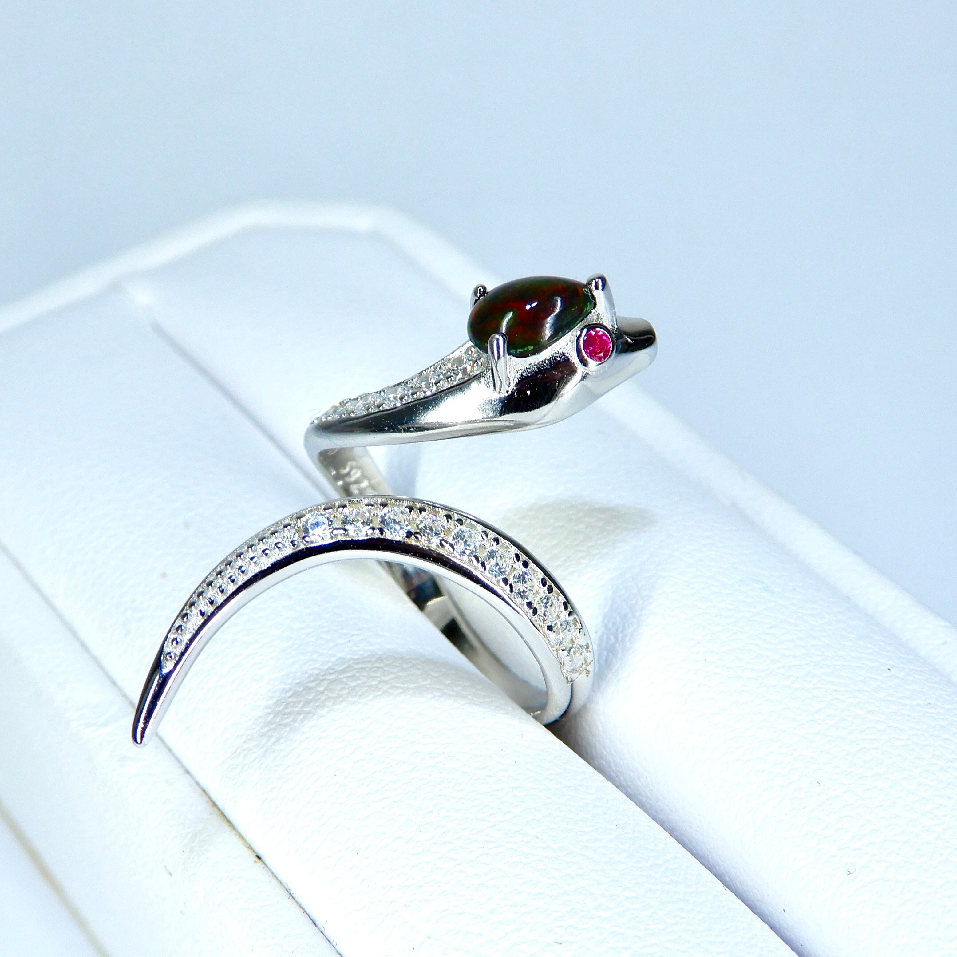 へびRing♦︎ブラックオパール♦︎