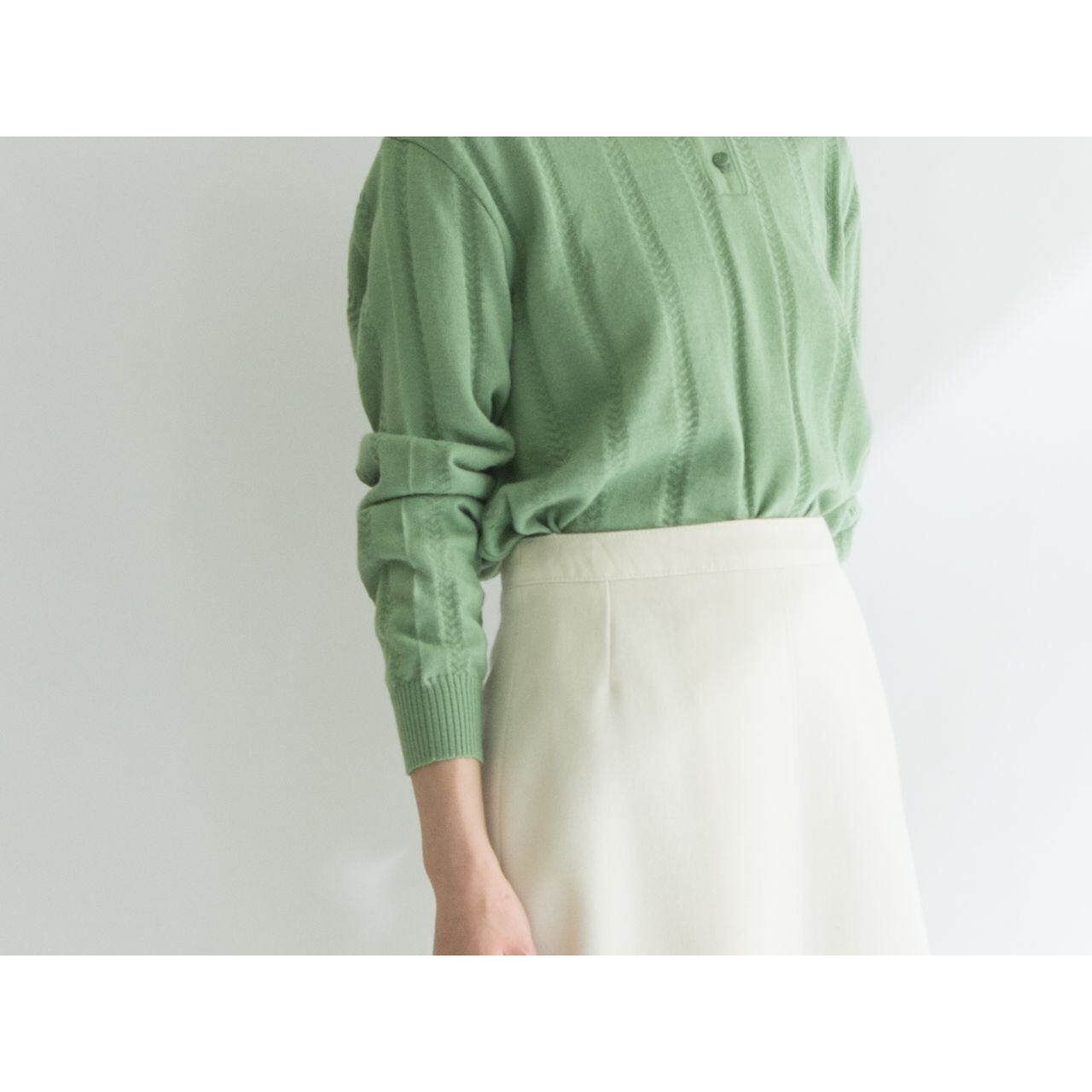 【Made in France】70's L/S big knit polo shirt（フランス製 長袖ビッグニットポロシャツ）4d