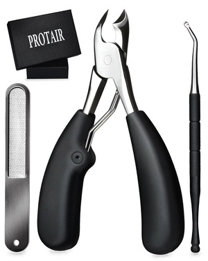【数量限り】PROTAIR 爪切り ニッパー 巻き爪 硬い爪 ゾンデ/爪やすり付き ステンレス鋼 シルバー
