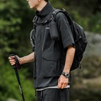 Stand Collar Short Sleeve Half Zip Anorak Shirt ◇3color H0629