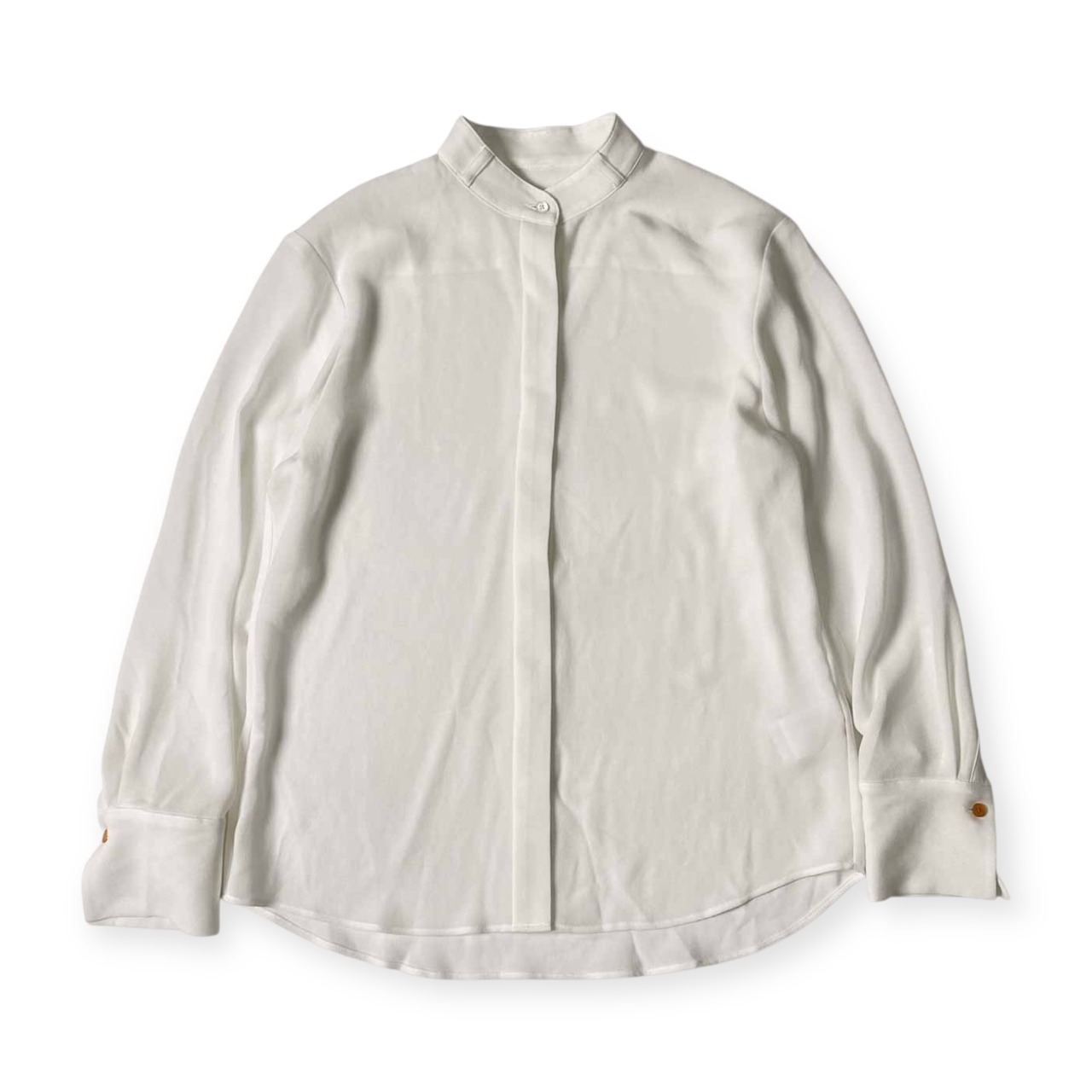 PS Paul Smith ポールスミス バンドカラー 比翼 長袖シャツ 38/ホワイト レディース