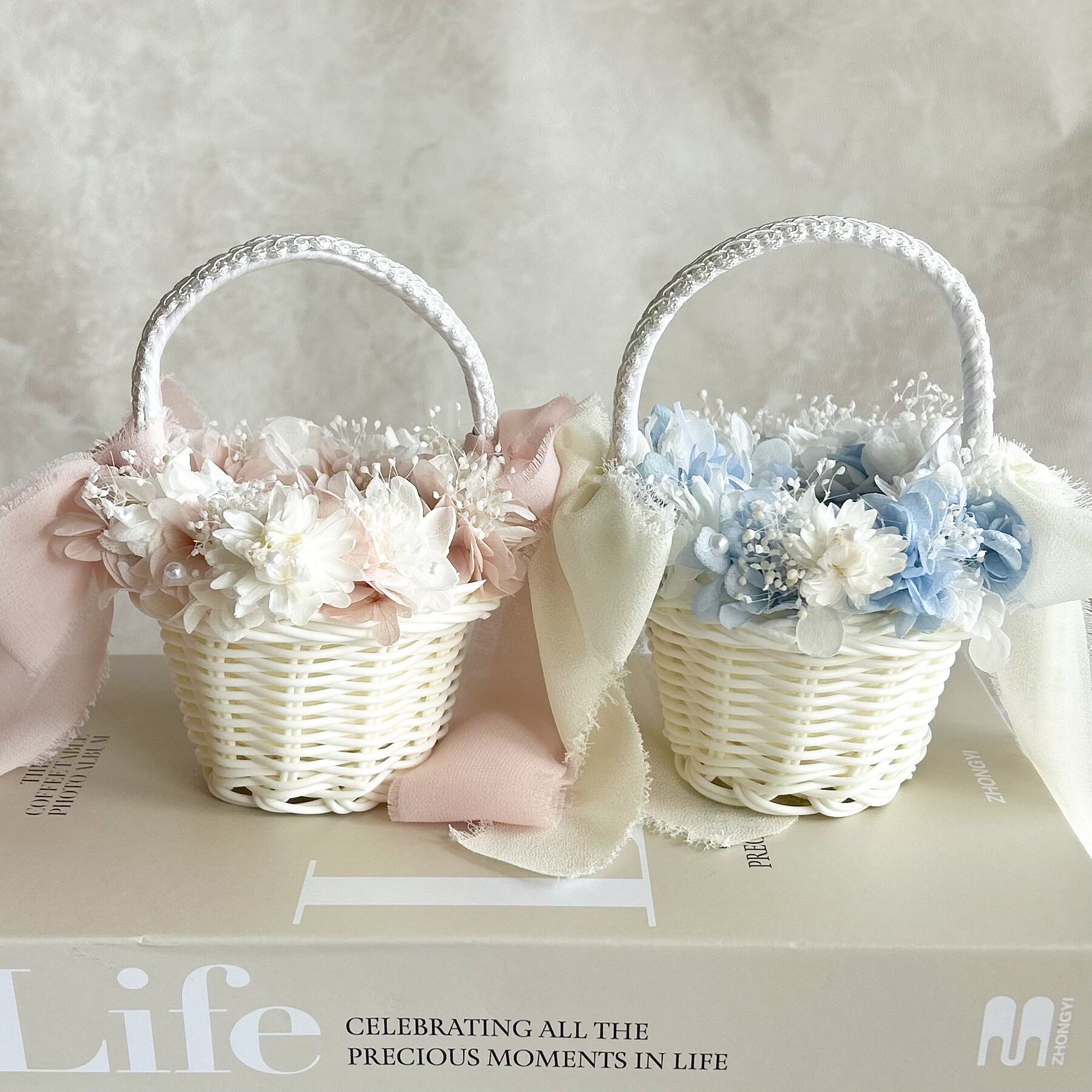 Ringpillow pink &blue  mini  【2人用】