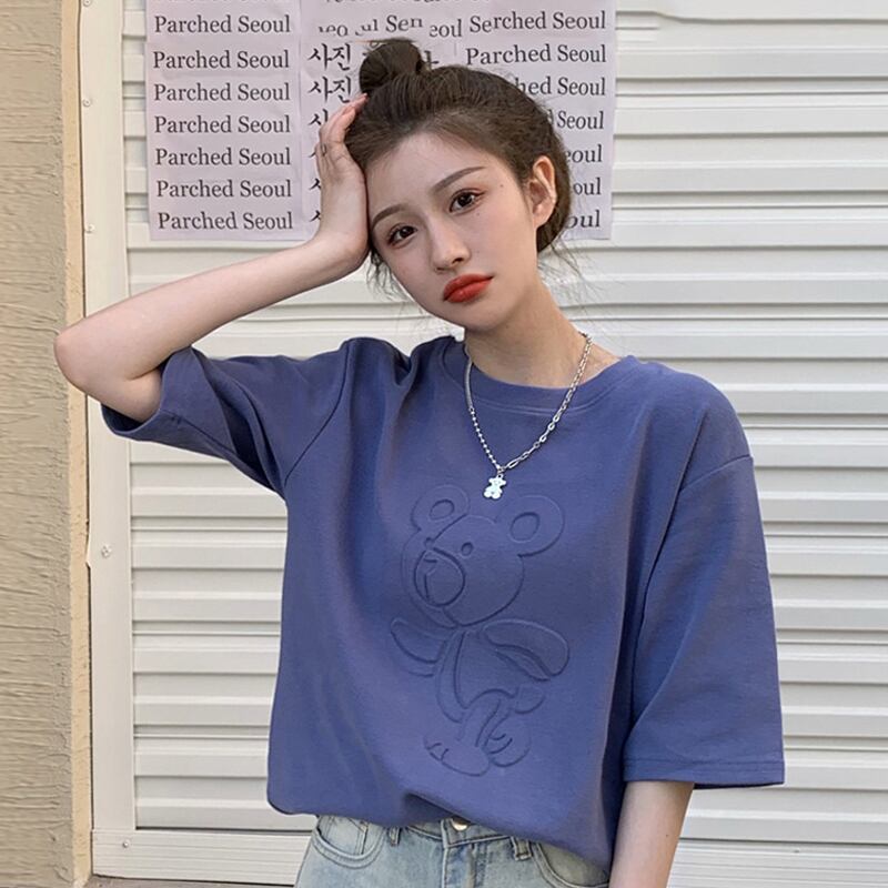 Tシャツ シャツ サマーレッドルーズスタイルトップス 夏物 スーパーモール55753912332