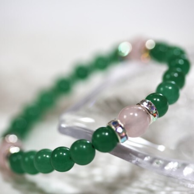 グリーンアベンチュリンとローズクォーツの愛と癒しのブレスレット