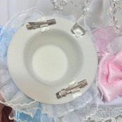 ♡【全4色】ドット柄 チュールリボン パールハートロリィタミニハット light blue ♡