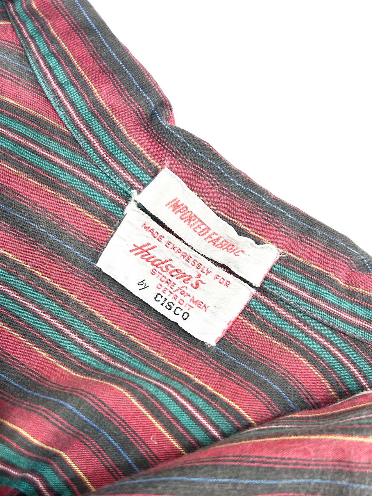 60s Hudson "DOUBLE NAME" S/S OPEN COLLAR SHIRT Size XL