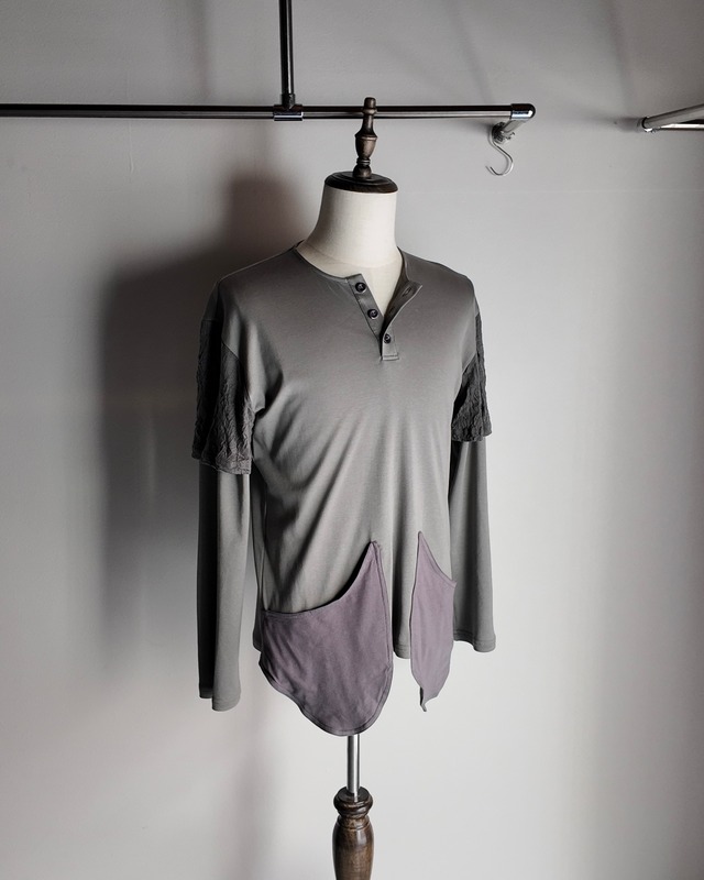 【26/AW STRONGTHE】GREY / SBAI TAILORED BIKER JACKET WITH DETACHABLE SASH SCARF