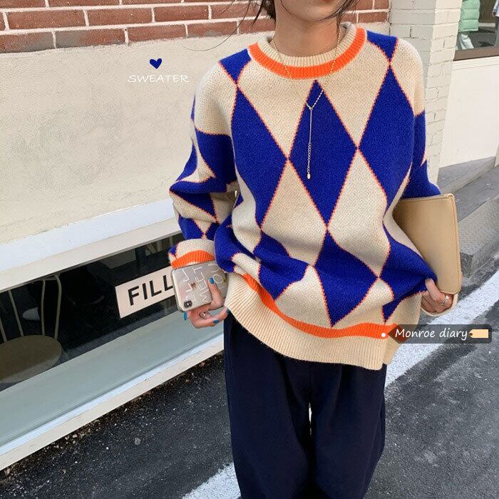 スタイルセーター レディースオータムウィンタースタンダードルーズプルオーバー トップス コート ロング レトロ 秋物 冬物 モンロー32514902822