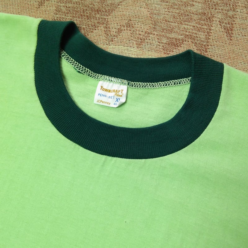 70s TOWNCRAFT Green Two-Tone Pocket T-Shirt （XL） | Wonder Wear 
