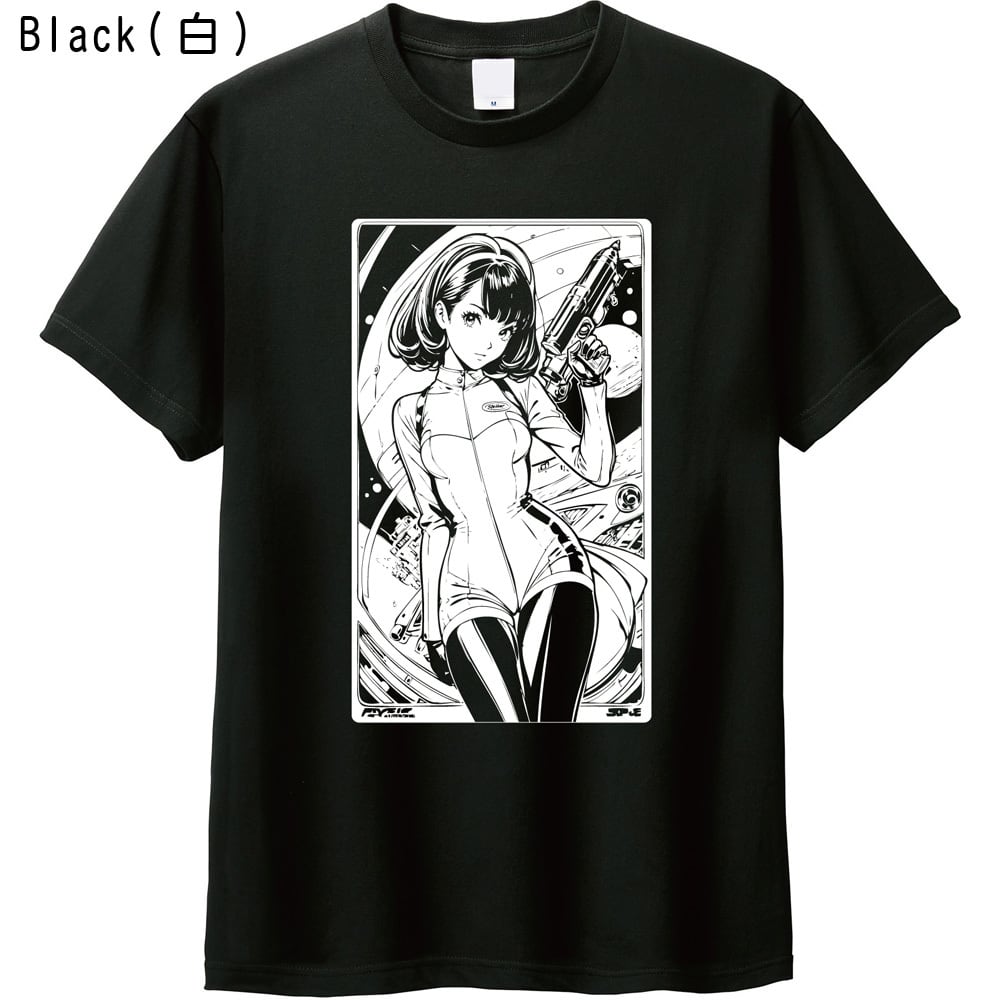 全5色/XXL] レトロアニメ Tシャツ 黒 80s 90s SF アニメ風 ポスター風