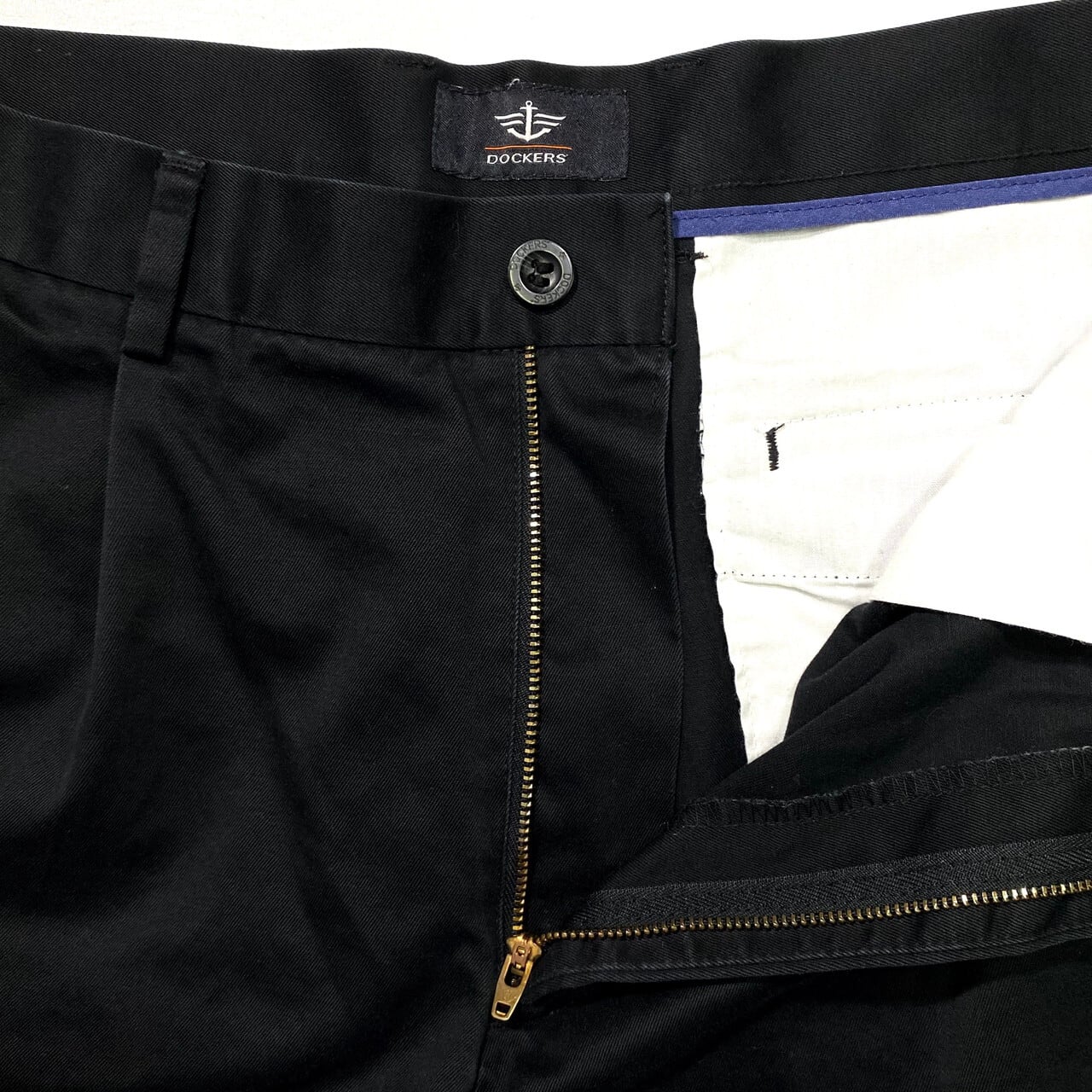 90s ドッカーズ dockers ツータック スラックスパンツ ブラックw34 DOCKERS ドッカーズ ツータック スラックスパンツ メンズW34 古着