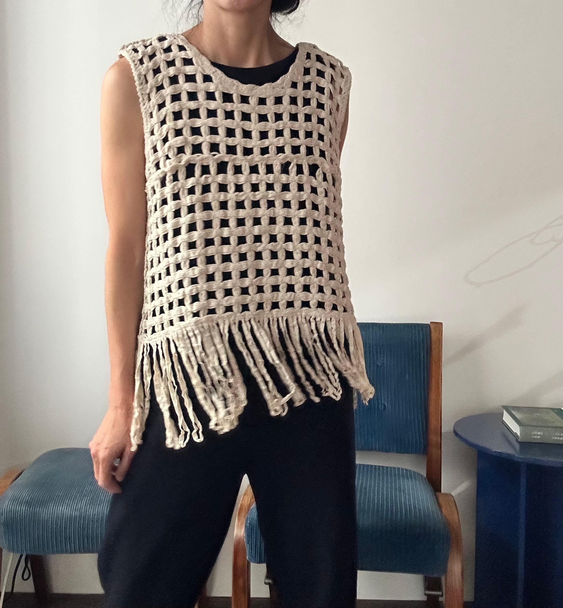 Vintage フリンジ編みあげベスト