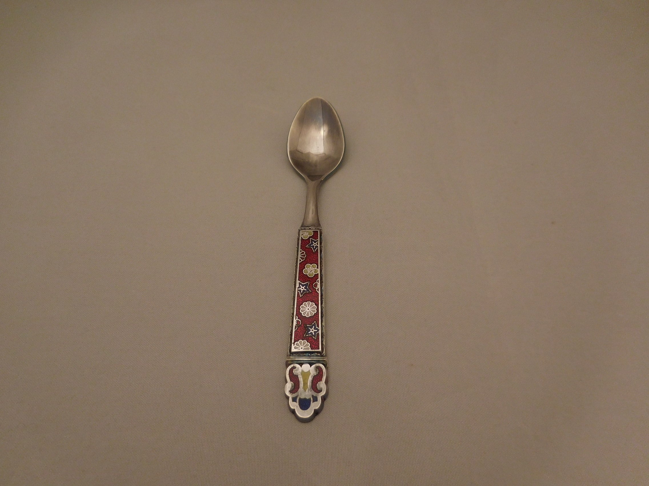 Silver スプーン 七宝 希少 美品 1950年頃希◇銀製(シルバー)と七宝製