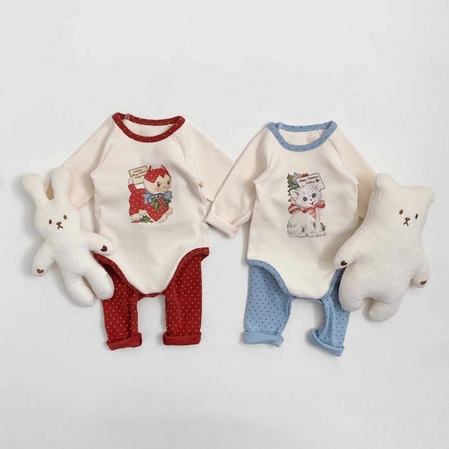 【クリスマス】ベビー 秋新作　クリスマス　ロンパース＆パンツ　2点セット