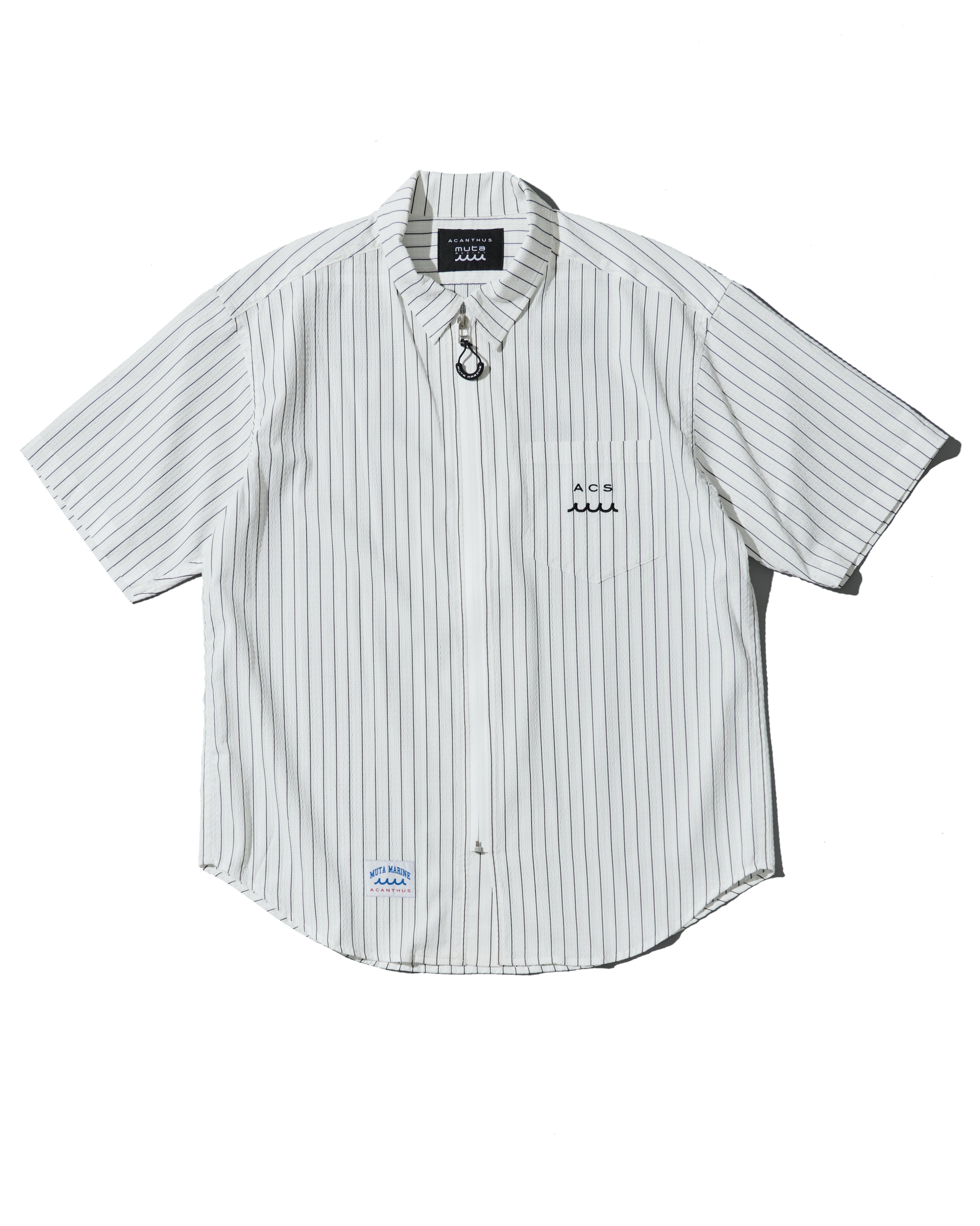 MUTA MARINE ストライプシャツ muta MARINE × ACANTHUS ジップアップ 半袖シャツ | ACANTHUS ONLINE STORE