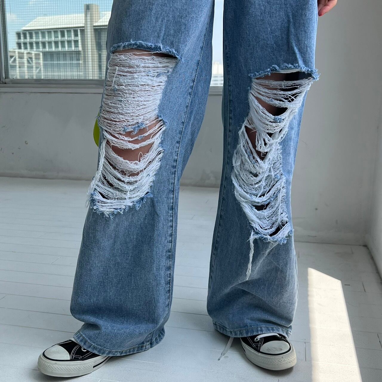 double pocket damage wide denim_LN01240