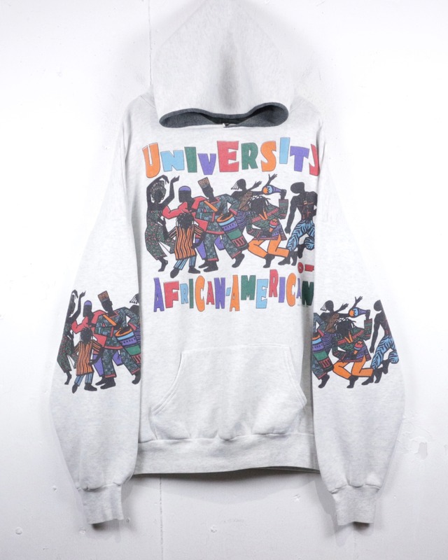 【Caka act2】“UNIVERSITY OF AFRICAN-AMERICAN” Graphic Print Vintage Pullover Hoodie