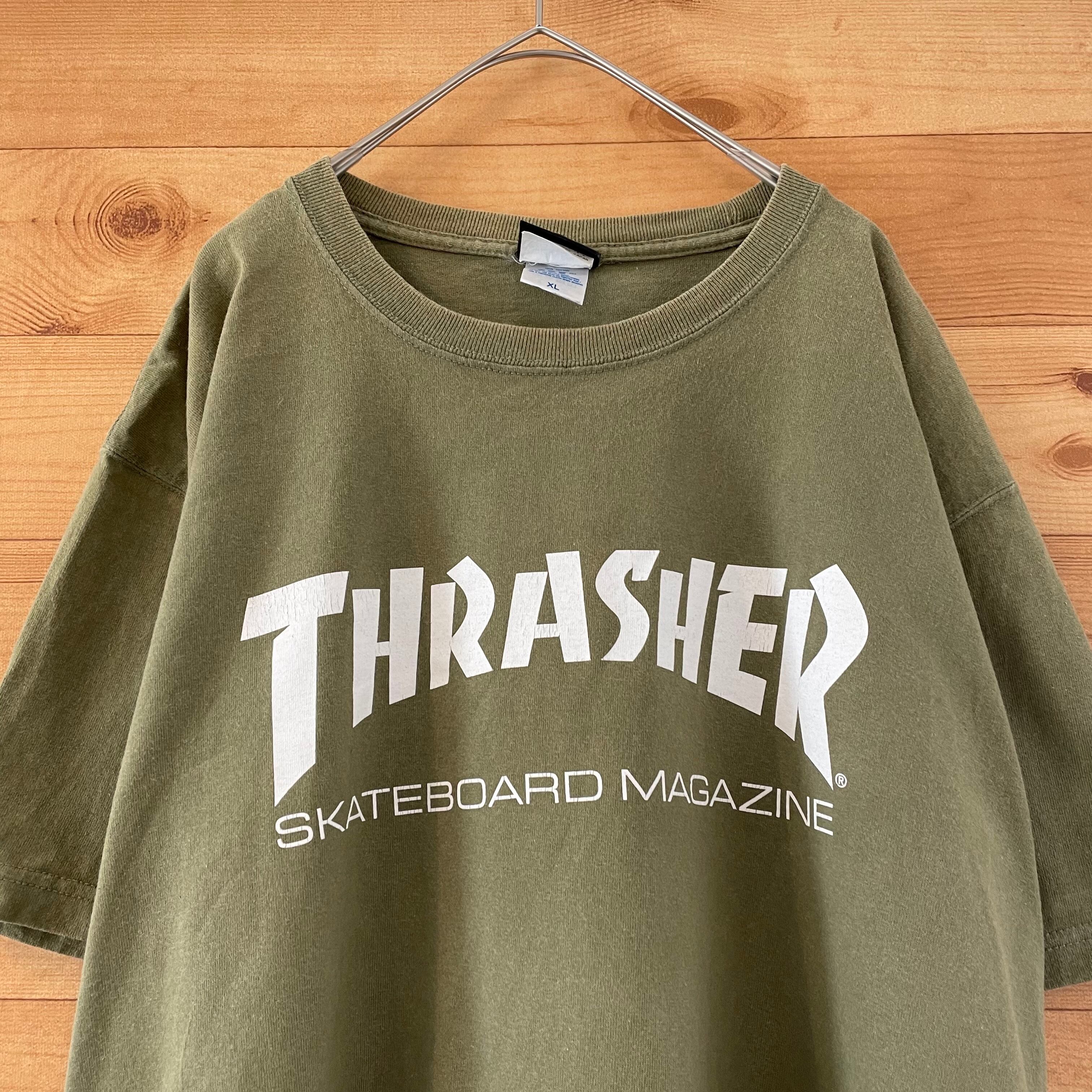 THRASHER】ロゴ Tシャツ XL オーバーサイズ スラッシャー カーキ US ...