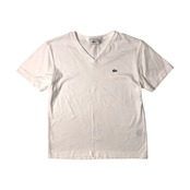 LACOSTE ラコステ Vネック 半袖Tシャツ 40/ホワイト/文字ワニ