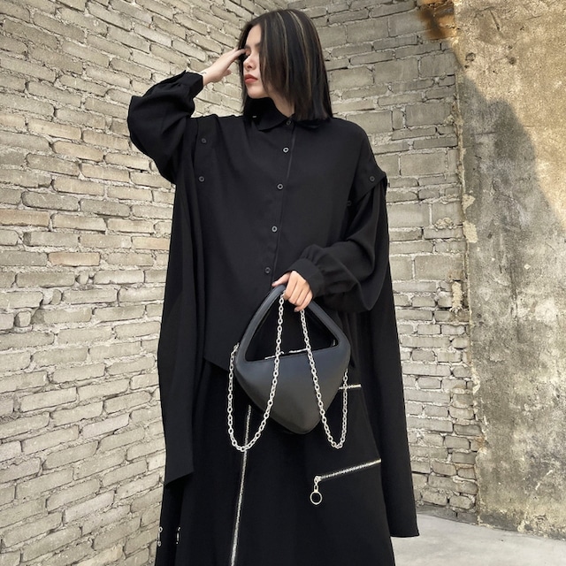 サブカル 服 地雷系 通販 モード系 春服 長袖シャツ レトロ アシンメトリーデザイン かっこいい 闇かわいい ゴシック ロリータ