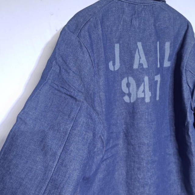 NOS !! 1980s~ SUI JAIL Denim Work Jacket with Stencil / USA 実物