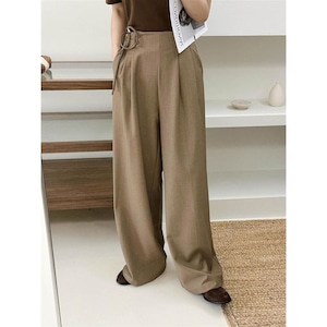 side ribbon tuck wide pants 100698
