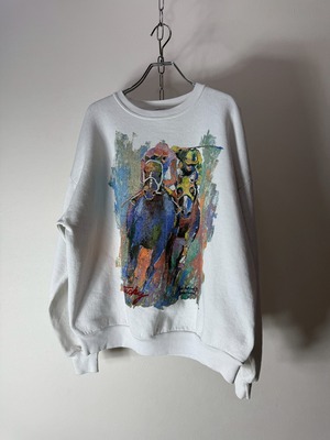 90’s USA made “Horse Racing” art sweat shirt