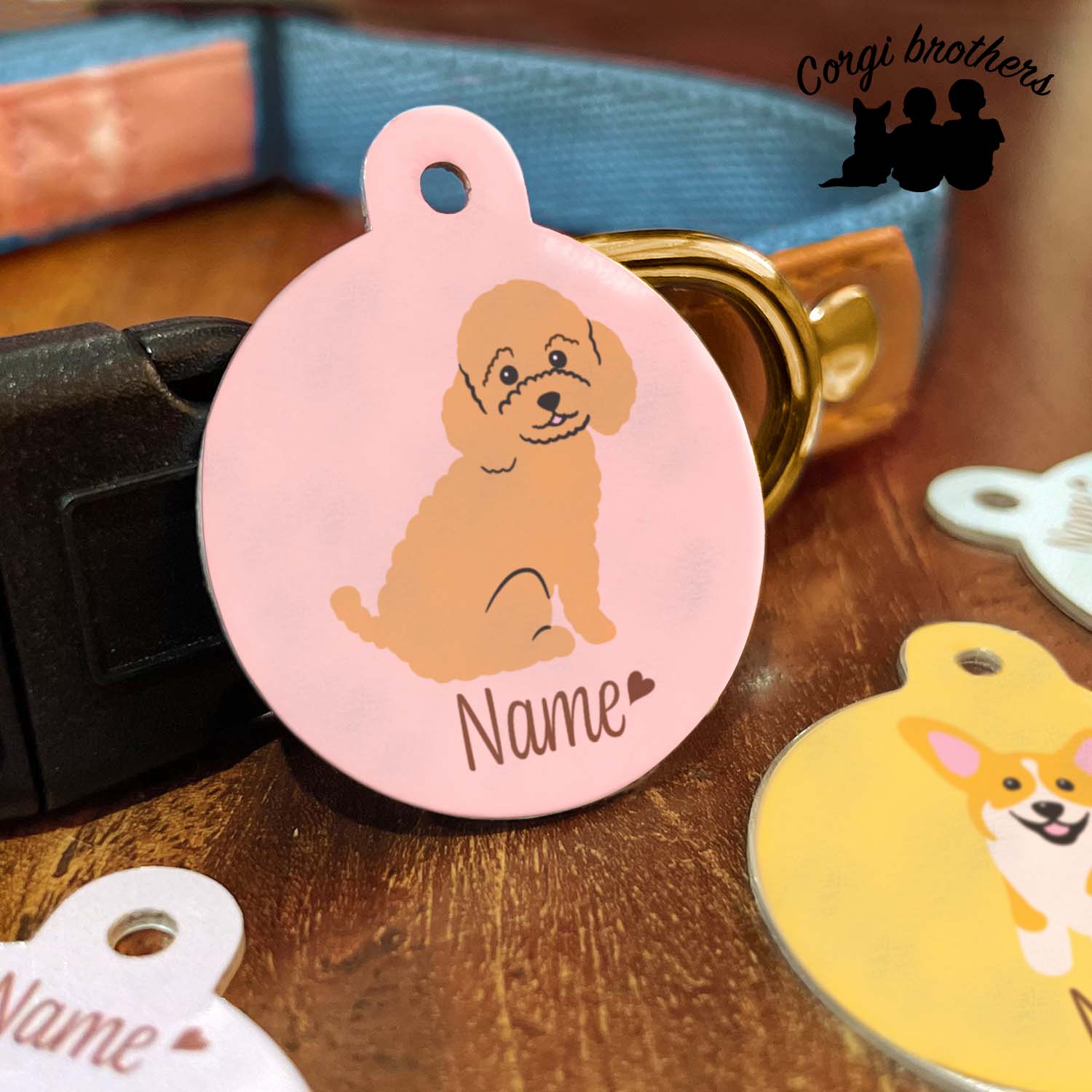 トイプードル 毛色8色 】 パステル色 名入り 迷子札 ドッグタグ ペット